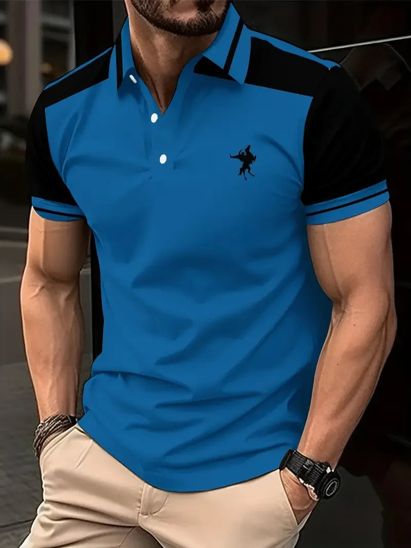 Men's color blocked short sleeved
