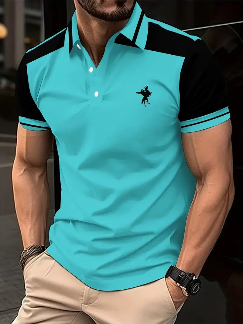 Men's color blocked short sleeved